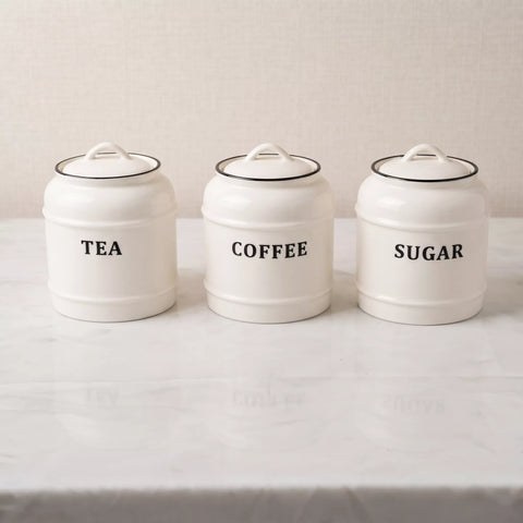Ceramic Tea, Coffee & Sugar Canister Set – 3 Pieces