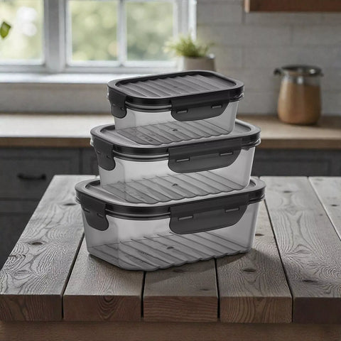 أحجام علب الفامية الثلاثة فوق بعضها – Quick Airtight Saver Box Stacked Sizes – سعات 500ml و1000ml و1700ml