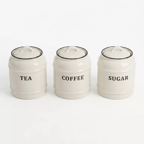 Ceramic Tea, Coffee & Sugar Canister Set – 3 Pieces