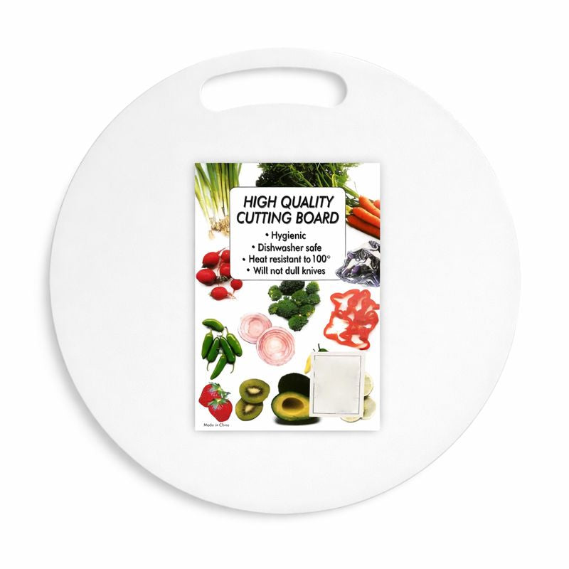 لوح تقطيع دائري أبيض بمقبض مدمج – Round white cutting board with built-in handle by ILVIA
