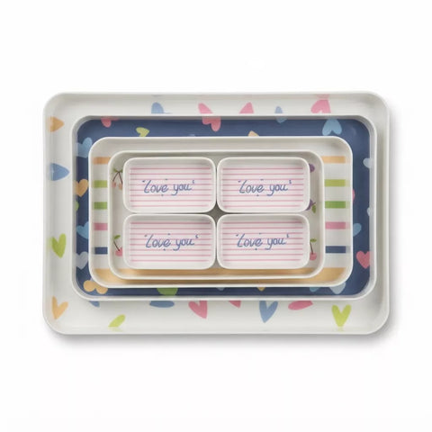 Colorful Hearts Melamine Serving Tray Set – 8 Pieces