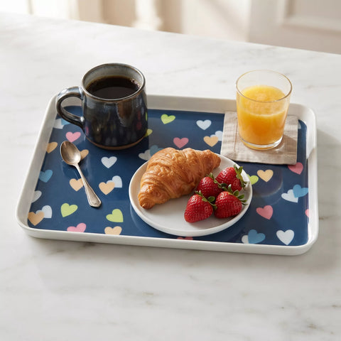 Colorful Hearts Melamine Serving Tray Set – 8 Pieces