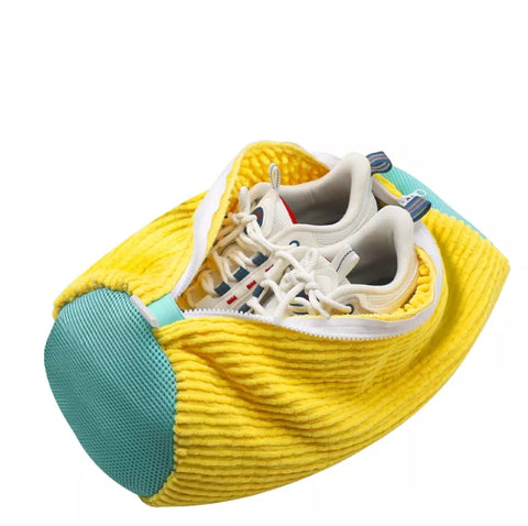 كيس غسيل الأحذية مايكروفايبر بسوستة لون أزرق – Snowflake microfiber shoe washing bag blue with zipper