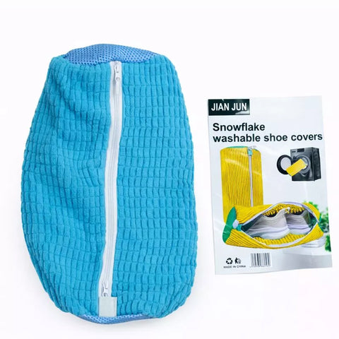 كيس غسيل الأحذية مفتوح يوضح السعة – Open view of snowflake shoe washing bag showing capacity