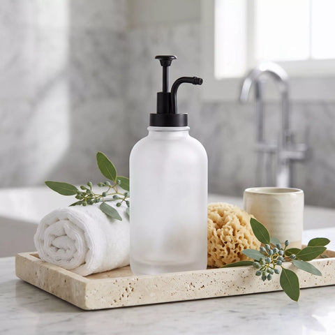 Frosted Glass Soap Dispenser – 500ml with Strong Pump