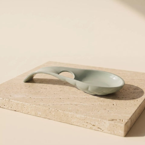 Side view of ceramic spoon rest