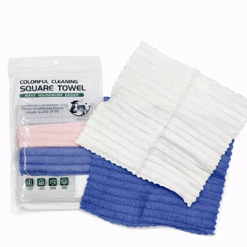 فوط تنظيف مايكروفايبر مربعة متعددة الألوان 5 قطع – Square microfiber cleaning towels 5 pieces value pack