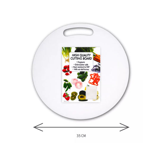 Round White Cutting Board – 35 cm Multipurpose Design