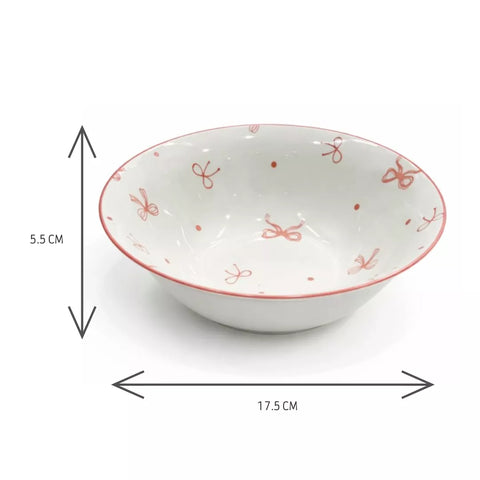 Ceramic Bowl with Bow Pattern and Colored Rim – 1 Piece