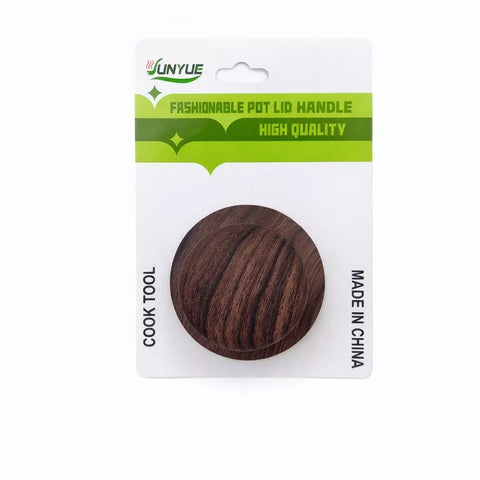 مقبض غطاء حلة خشبي دائري بتشطيب خشبي داكن – Round wooden pot lid handle with dark wood finish