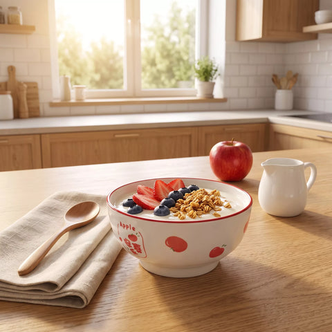 Ceramic Bowl with Apple Pattern